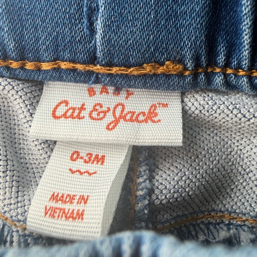 Cat & Jack Baby Boy Lightning Bolt Sweatshirt Joggers Denim Pants Set 0-6M 3pc - Picture 5 of 7